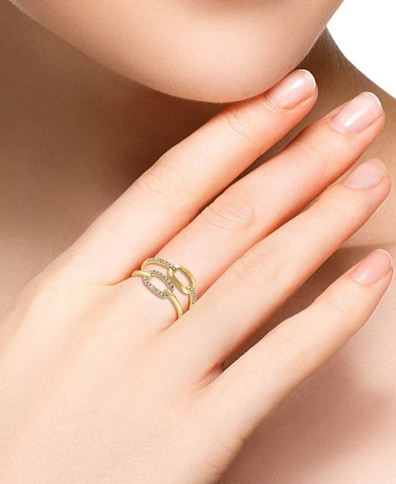 Lali Jewels Diamond Chain Link Double Row Ring (1/6 ct. t.w.) in 14k Gold