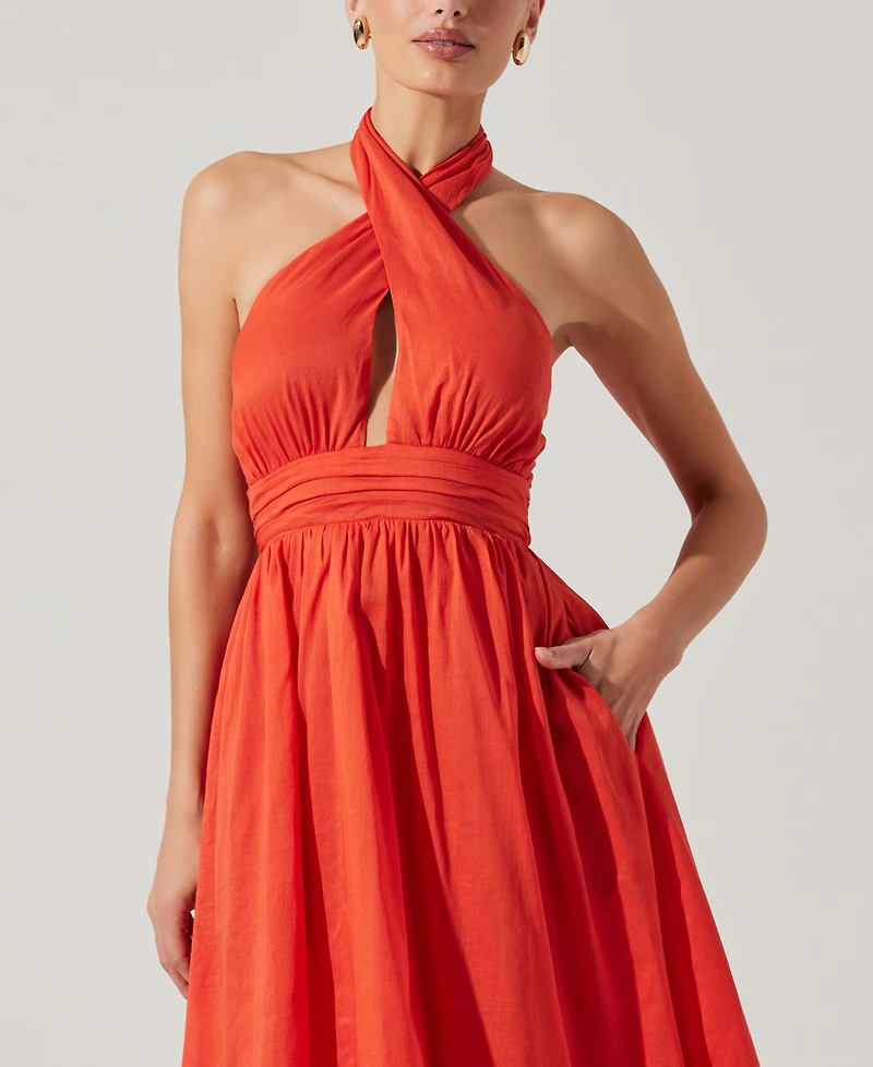 Astr the Label Women's Kalia Halter Keyhole Dress