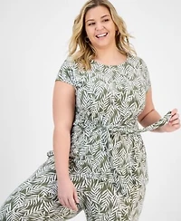 Kasper Plus Size Tie Front Top Wide Leg Pants