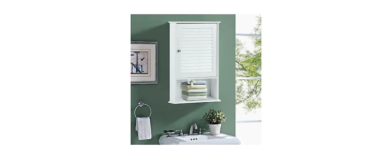 Gymax 27.5'' H Wall Cabinet Hanging Bathroom Storage Cabinet Adjustable Shelf
