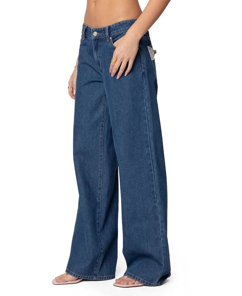 Edikted Women's Lacey Pocket Low Rise Jeans