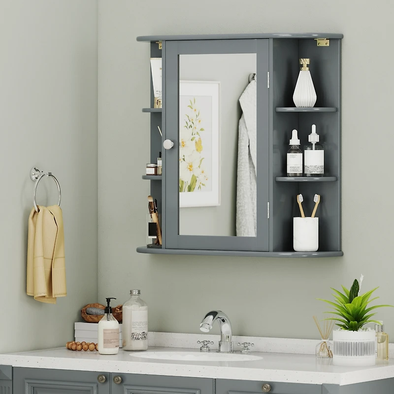 Gymax Wall Mounted Medicine Storage Cabinet Bathroom Organizer Cupboard W/Mirror