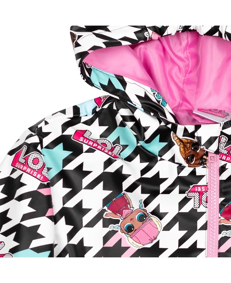 L.o.l. Surprise! Girls Zip Up Waterproof Hooded Rain Jacket Coat