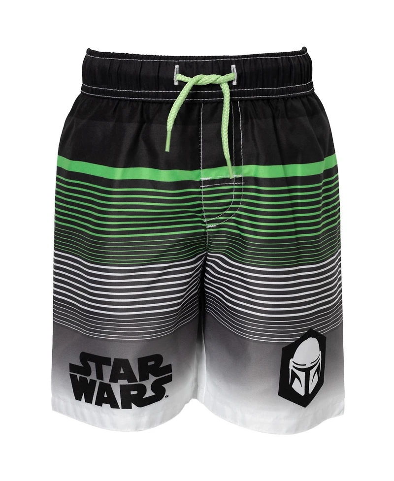Star Wars Boys The Mandalorian Pullover Rash Guard and Swim Trunks Outfit Set