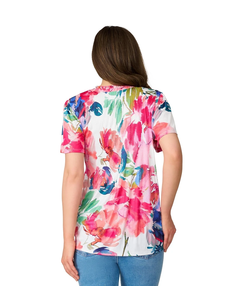 Cable & Gauge Women's Flutter Sleeve Pleated Top