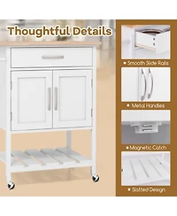 Rolling Kitchen Island Cart with Drawer and Towel Rack – Mobile Kitchen Storage and Prep Cart with Towel Holder