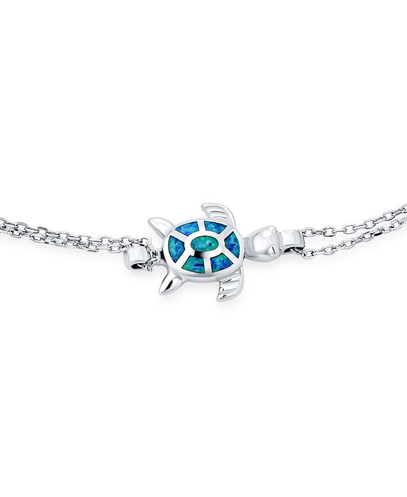 Bling Jewelry Hawaii Nautical Charm Sea Blue Opal Turtle Anklet Ankle Bracelet Sterling Silver
