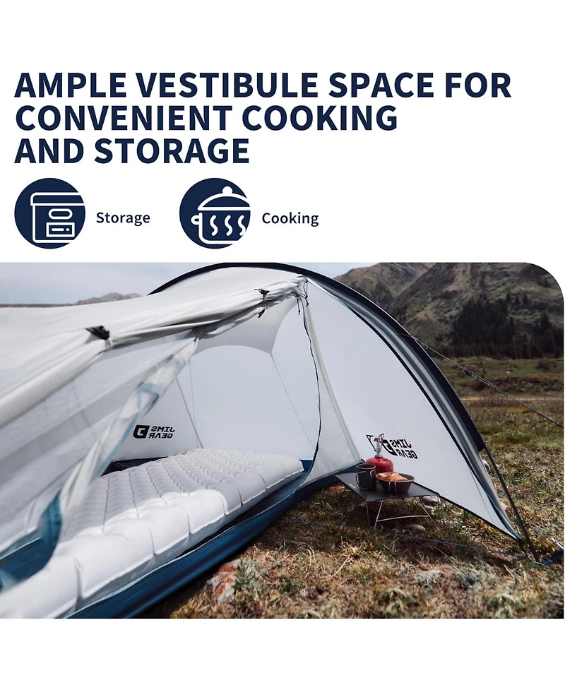 Naturehike Jims Gear Ultralight Backpacking Tent, 1-2 Person Tunnel Tent with Vestibule, Waterproof and Windproof for High-Altitude Camping