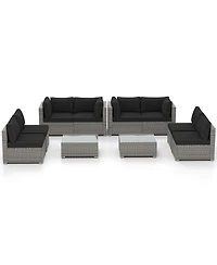 Gymax 10PCS Sectional Sofa Couch Pe Rattan Conversation Set
