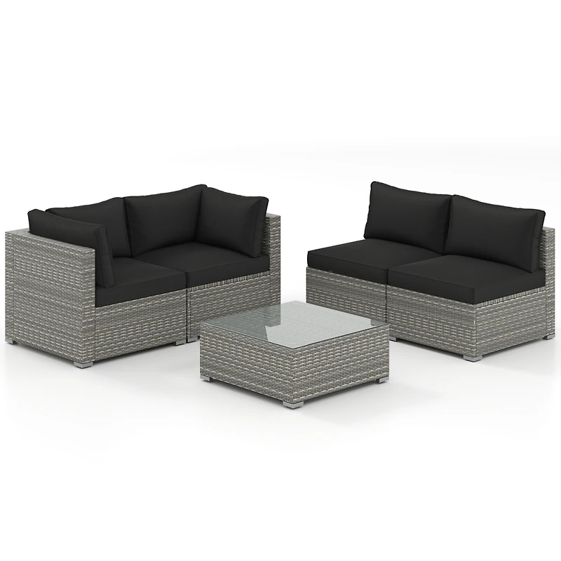 Gymax 10PCS Sectional Sofa Couch Pe Rattan Conversation Set
