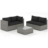 Gymax 10PCS Sectional Sofa Couch Pe Rattan Conversation Set