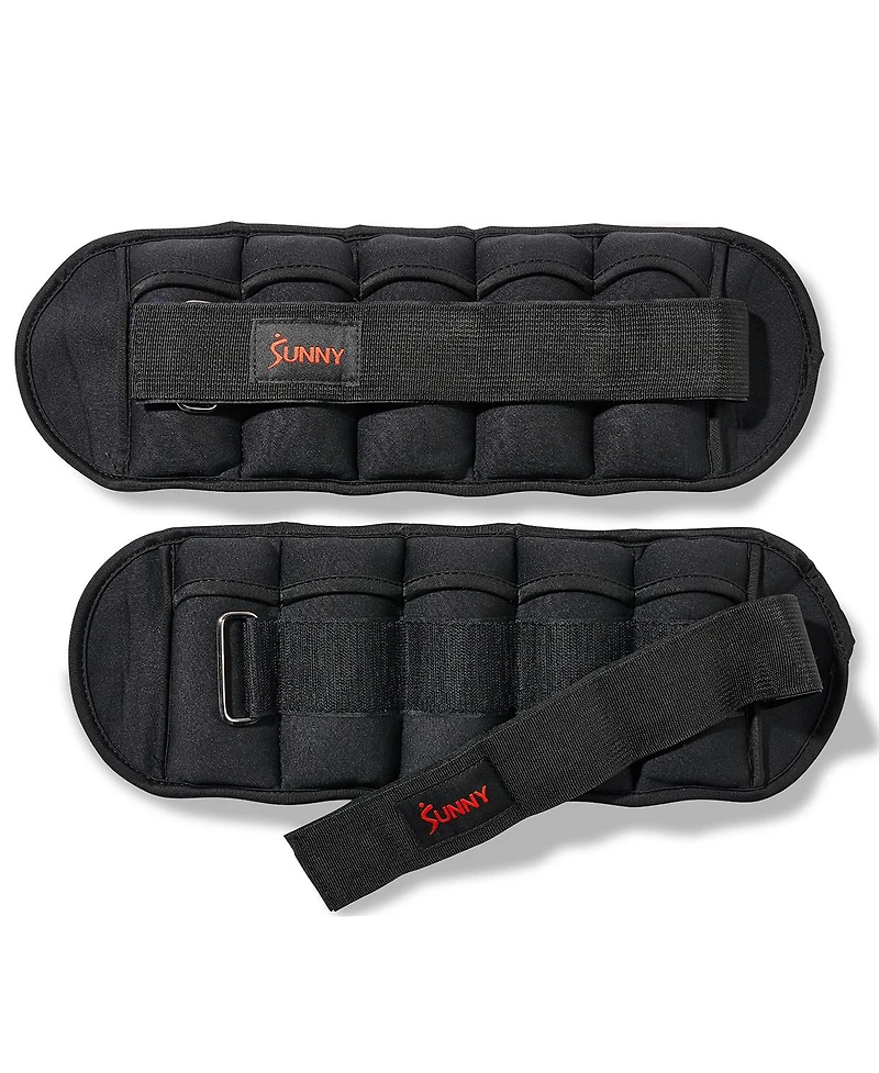 Sunny Health & Fitness Adjustable Ankle Weights 5 lb, Pair, Black