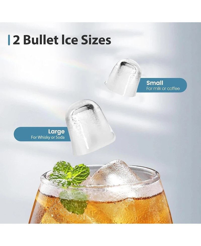 Cowsar 26Lbs Countertop Ice Maker, 9 Cubes in 8 Mins, Two Ice Size ,Self-Cleaning, with Scoop/Basket