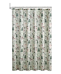 Kate Aurora Holiday Living Sparkly Metallic Christmas Santa Fabric Shower Curtain