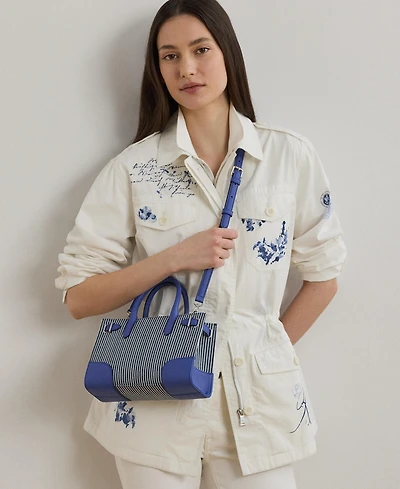 Lauren Ralph Lauren Striped Canvas Small Devyn Tote Bag