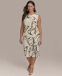 Donna Karan New York Plus Size Hardware-Trim Side-Twist Dress