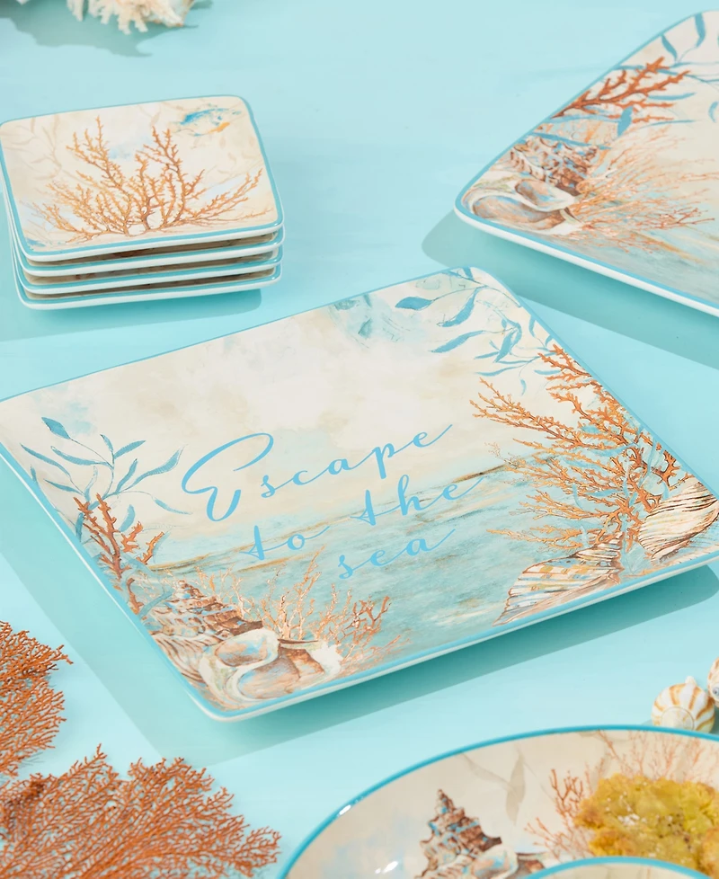 Certified International Escape to the Sea Square Platter