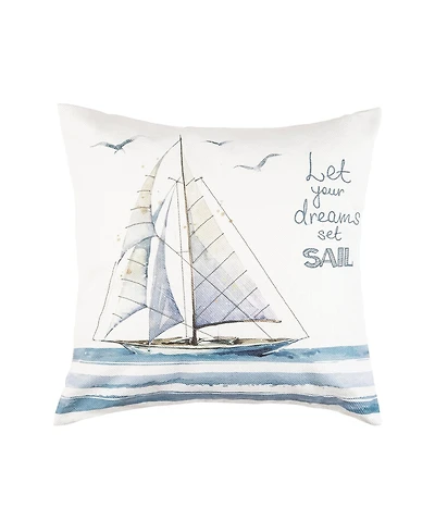 Let Your Dreams Set Sail Embroidered Throw Pillow, 18" x 18"