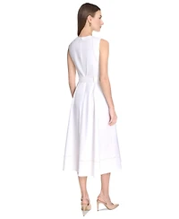 Calvin Klein Women's Belted Sleeveless Asymmetric-Hem Dress