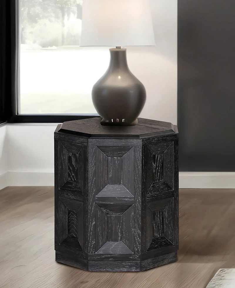 Furniture of America 20" Wood Flonnin Hexagon End Table