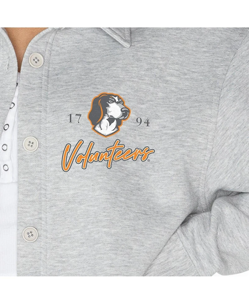 Gameday Couture Women's Ash Tennessee Volunteers Foundation Full-Button Long Sleeve Overshirt