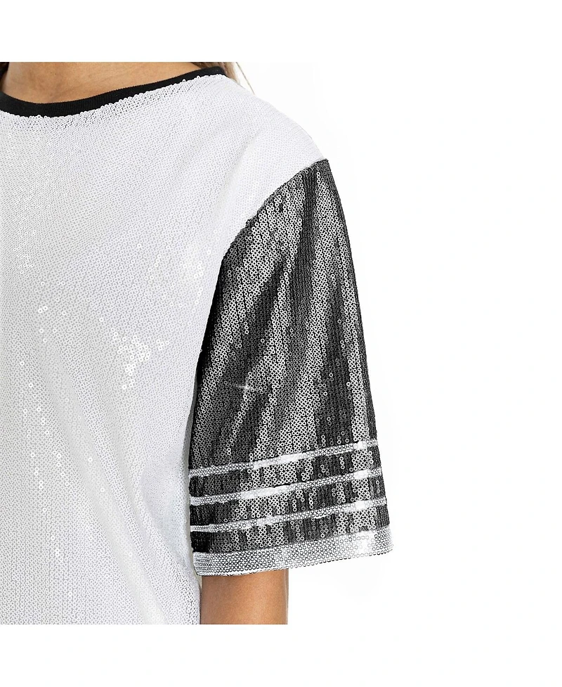 Gameday Couture Women's White/Black Cincinnati Bengals Bling It Full Sequin Jersey Dress