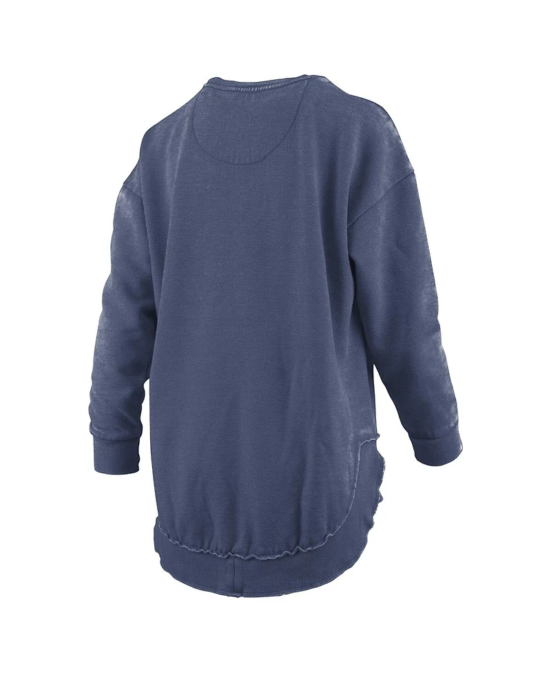 Pressbox Women's Navy Gonzaga Bulldogs Melange Poncho Vintage Fleece Long Sleeve Pullover Sweatshirt
