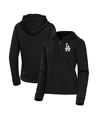 Antigua Women's Black Los Angeles Dodgers Contemporary Quarter-Zip Hoodie