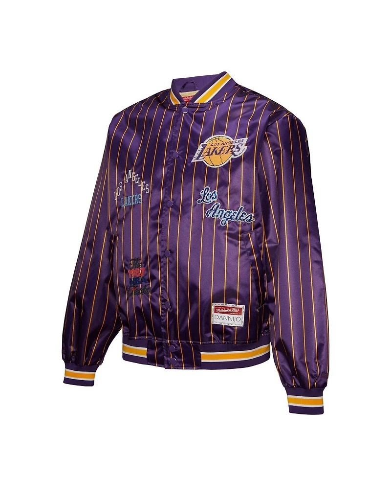 Mitchell & Ness X Dannijo Women's Purple Los Angeles Lakers Satin Full-Snap Jacket