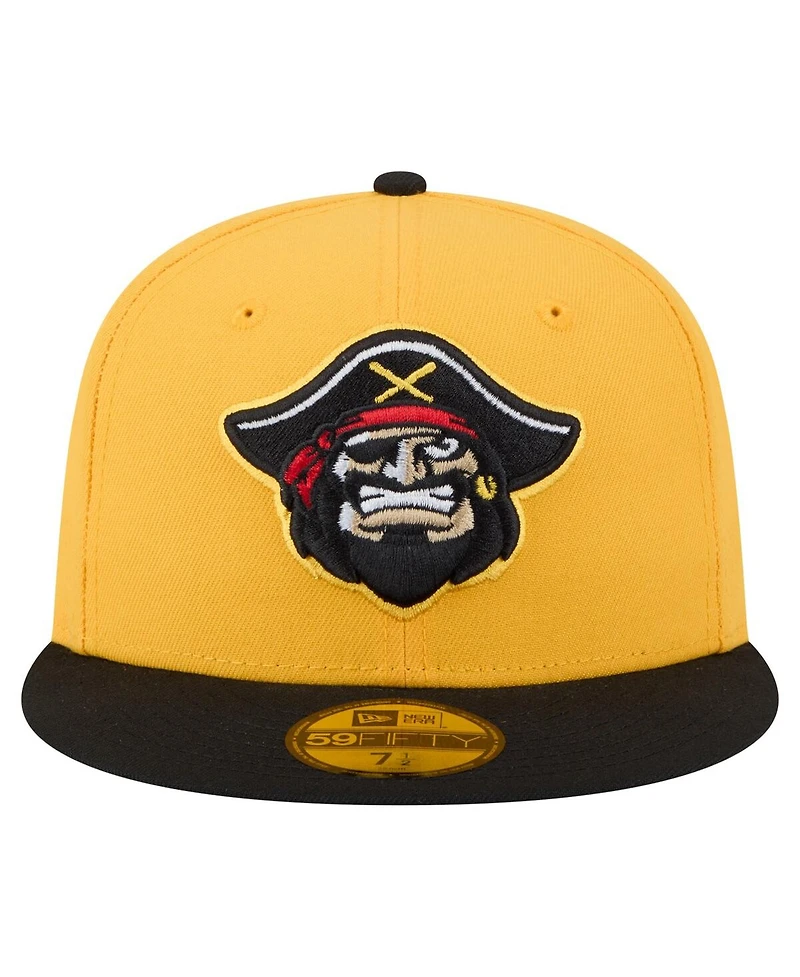 New Era Men's Yellow/Black Bradenton Marauders Authentic Collection 59FIFTY Fitted Hat