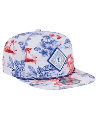 New Era Men's White Texas Rangers Printed Island Golfer Snapback Hat