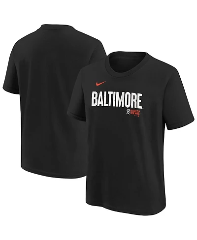 Nike Big Boys and Girls Black Baltimore Orioles City Connect Wordmark T-Shirt