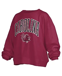 Pressbox Women's Garnet South Carolina Gamecocks Janise Arch Over Logo Waist Length Oversized Pullover Sweatshirt