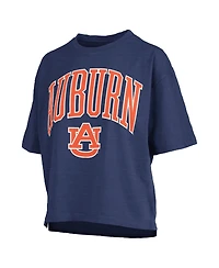 Pressbox Women's Navy Auburn Tigers Nelson Arch Over Logo Waist Length Oversized Slub T-Shirt