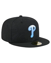 New Era Men's Black Philadelphia Phillies Tonal Koi 59FIFTY Fitted Hat