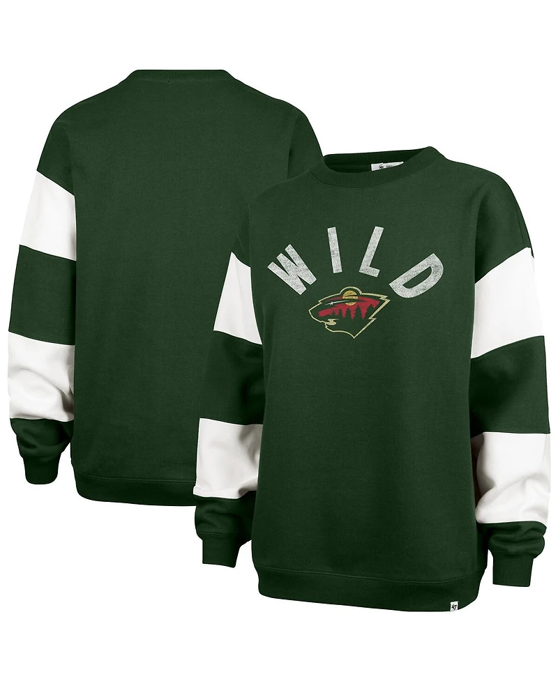 '47 Brand Women's Green Minnesota Wild Eephus Barred Pullover Sweatshirt