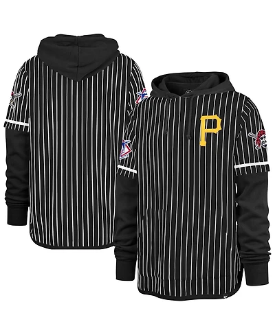 '47 Brand Men's Black Pittsburgh Pirates Pinstripe Double Header Pullover Hoodie