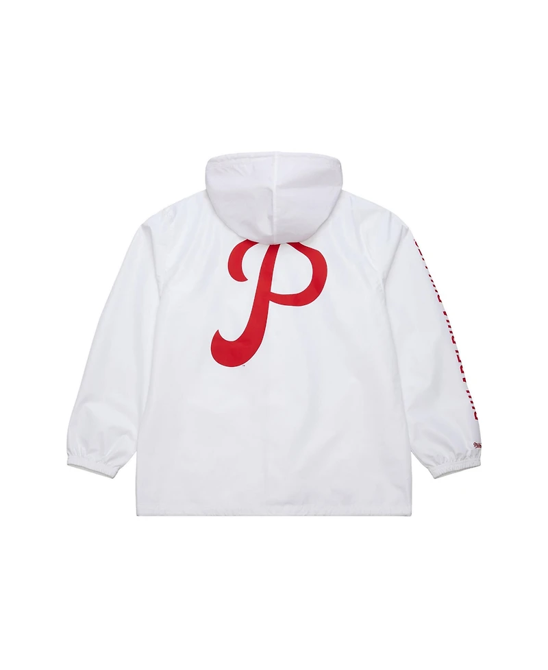 Mitchell & Ness Men's White Philadelphia Phillies Vintage Full-Snap Hooded Coaches Jacket