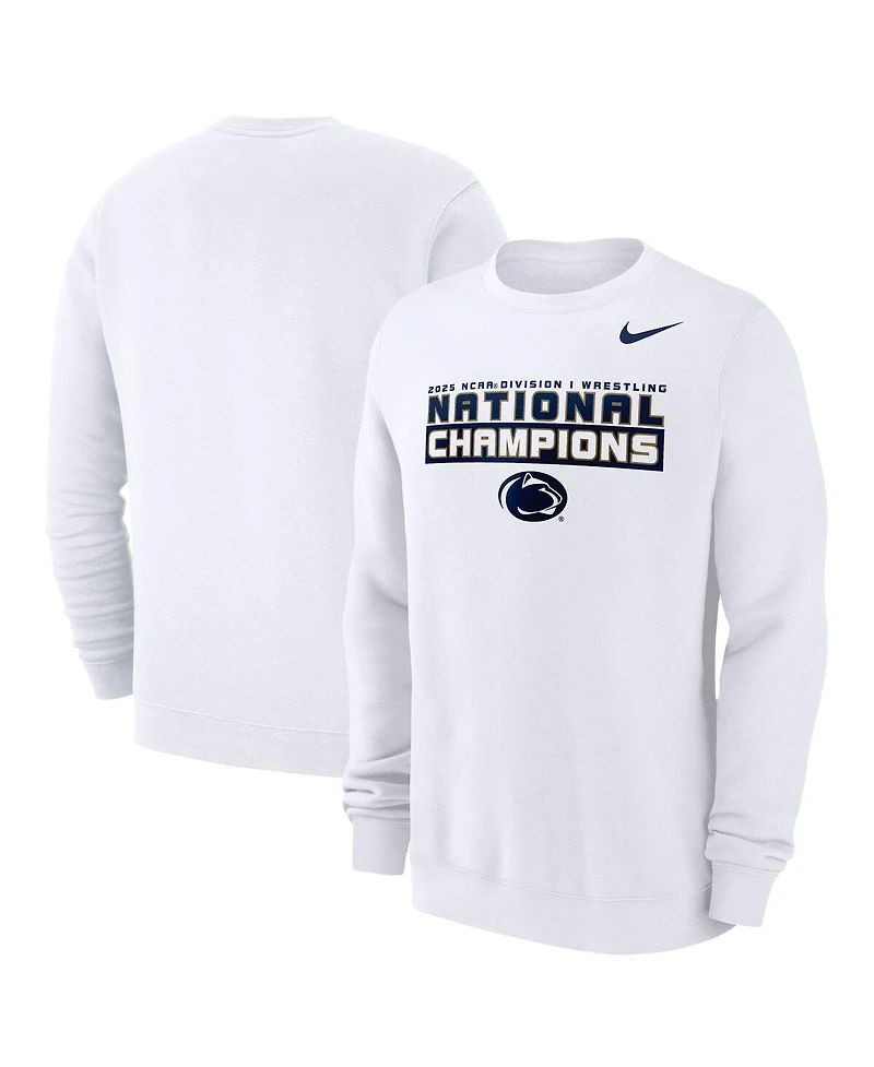 Nike Men's White Penn State Nittany Lions 2025 Ncaa Wrestling National Champions Club Fleece Pullover Sweatshirt