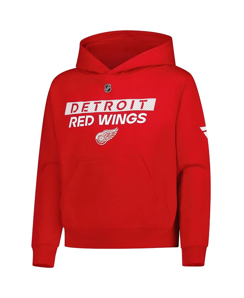 Outerstuff Big Boys and Girls Red Detroit Wings Authentic Pro Wordmark Fleece Pullover Hoodie