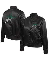 Pro Standard Women's Black Dallas Stars Rhinestone Jewels Satin Full-Snap Jacket