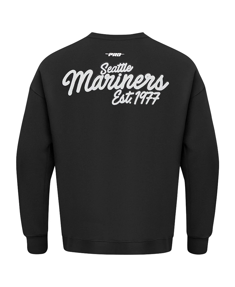 Pro Standard Men's Black Seattle Mariners Paint The City Dropped Shoulder Pullover Sweatshirt