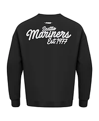 Pro Standard Men's Black Seattle Mariners Paint The City Dropped Shoulder Pullover Sweatshirt