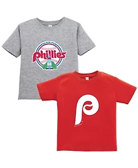 Soft as a Grape Toddler Red/Gray Philadelphia Phillies Cooperstown Collection T-Shirt, Set of 2