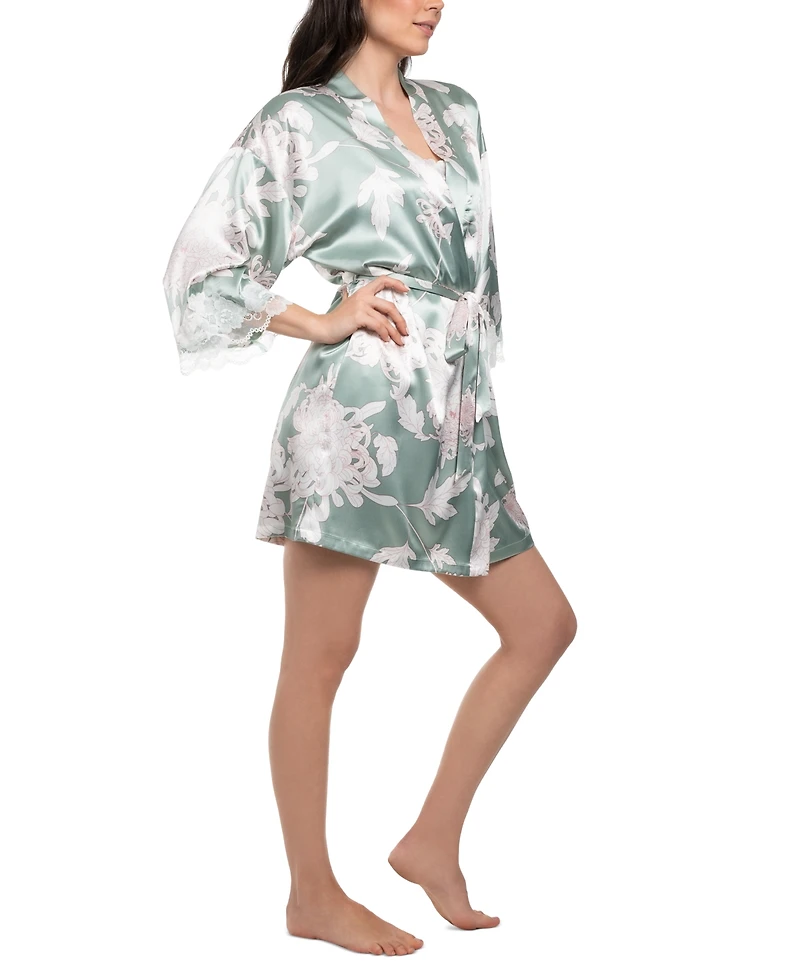 Linea Donatella Women's Athiya Satin Floral Wrap Robe