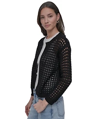 Dkny Jeans Petite Open-Stitch Cardigan