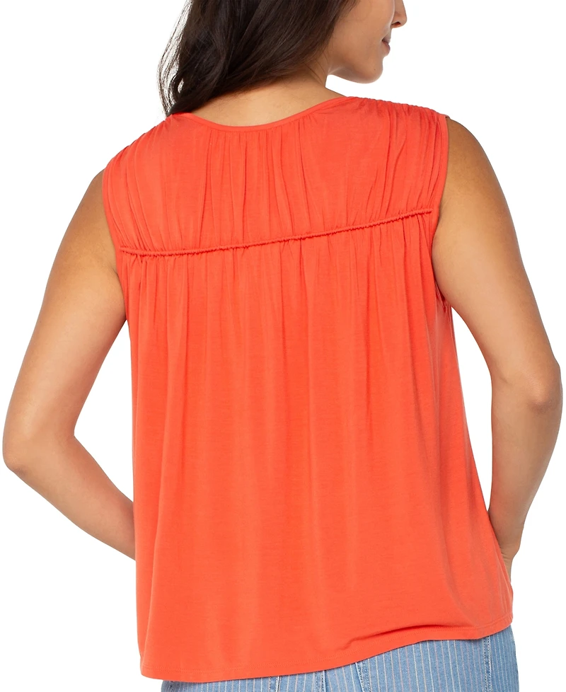 Liverpool Los Angeles Women's Sleeveless Shirred Detail Knit Top