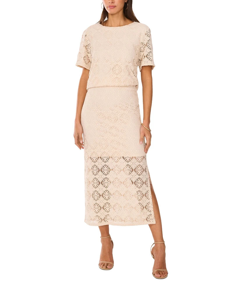 Vince Camuto Women's Crochet Short-Sleeve Blouse