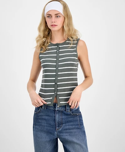 Madden Girl Juniors' Faux Button-Front Tank