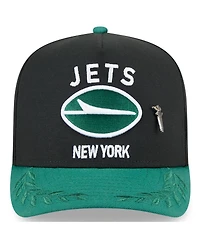 New Era Men's Black/Green York Jets 2025 Nfl Draft On Stage A-Frame 59FIFTY Fitted Hat
